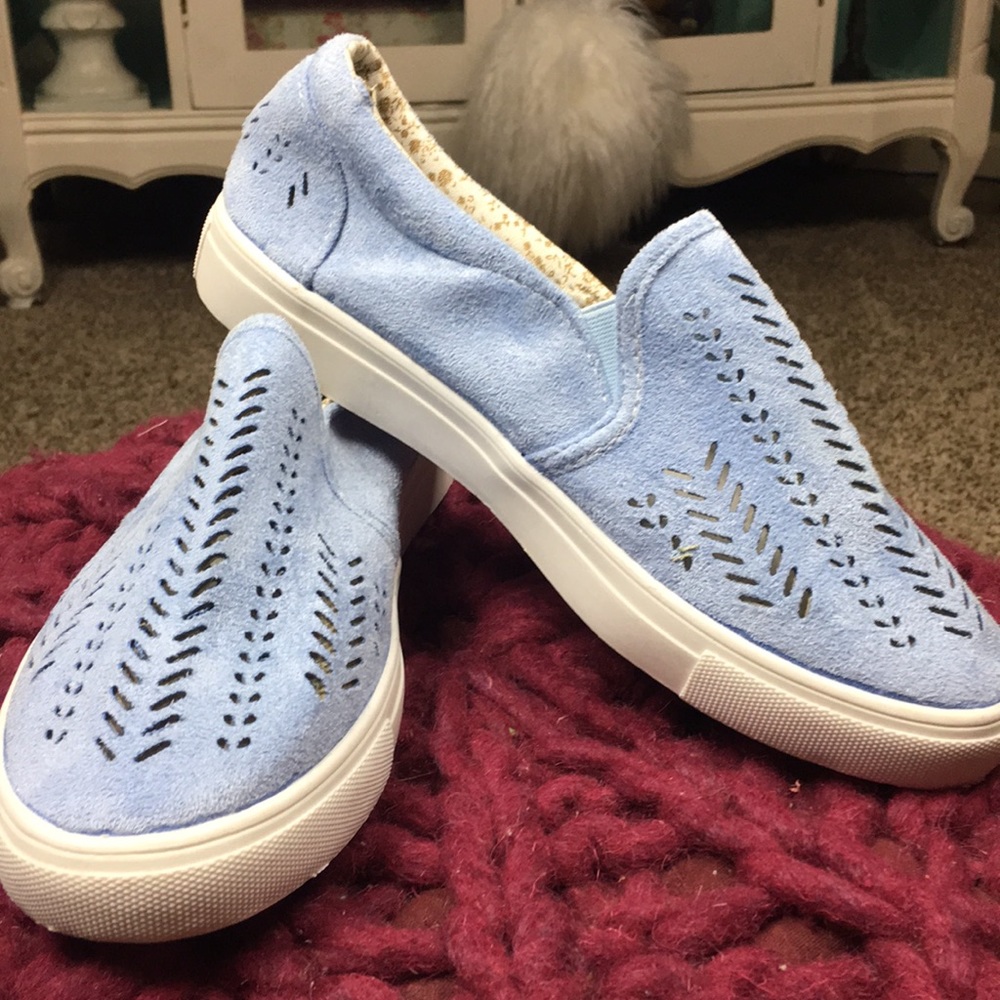Blue Faux Suede Sneakers